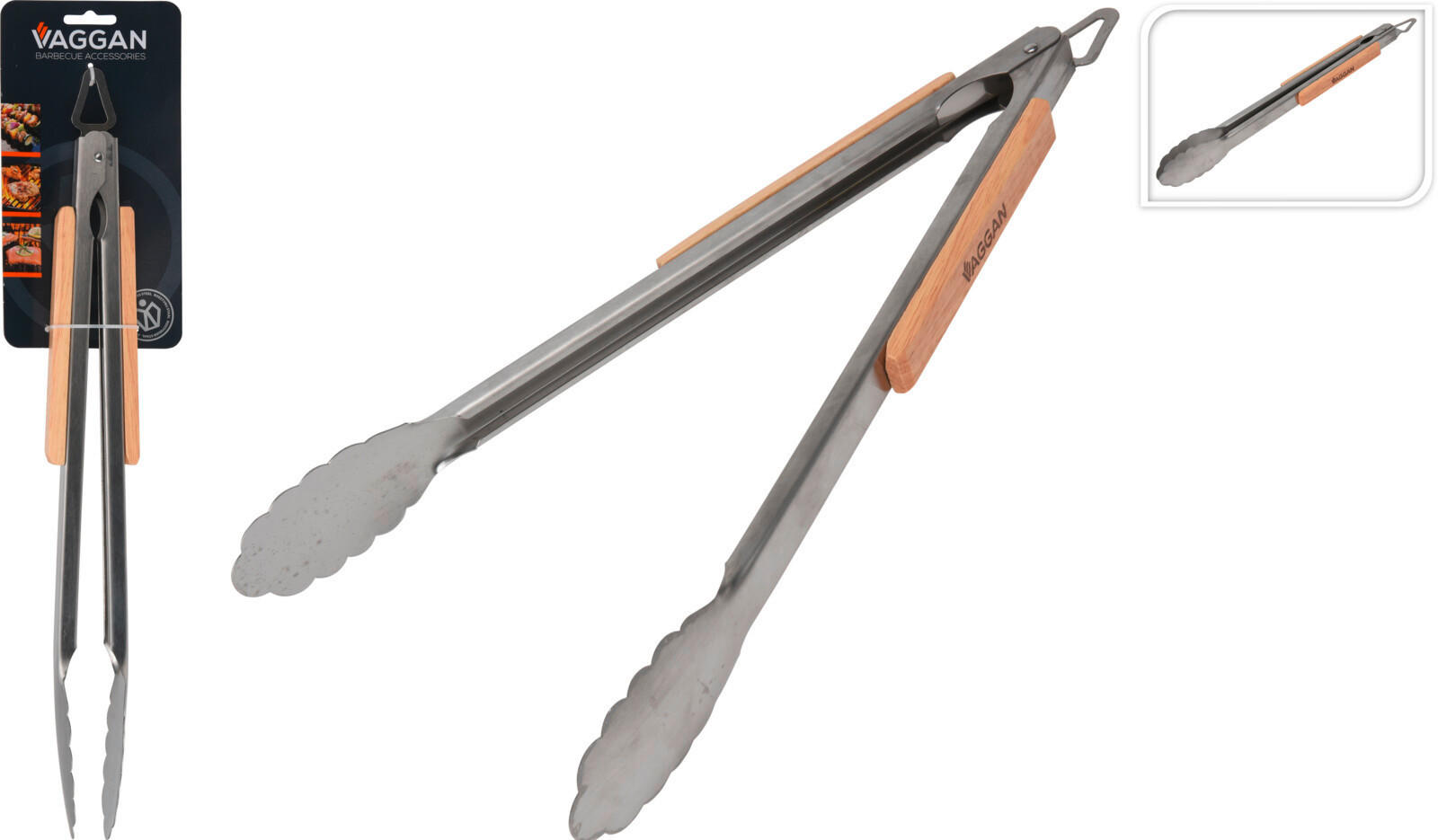KLEŠČE ZA ŽAR - Basics, kovina/leseni material (5/45/5cm)