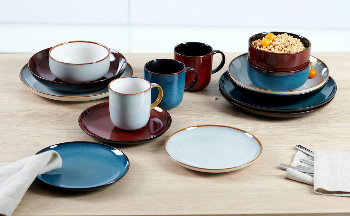 TAFELSERVICE BALI 8-teilig  - Blau, Trend, Keramik (28,5/17/28,5cm) - Ritzenhoff Breker