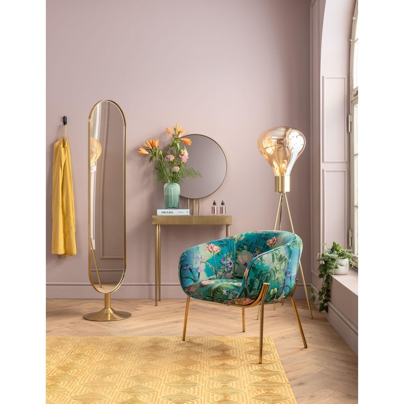 SCHMINKTISCH in Goldfarben, Messingfarben  - Messingfarben/Goldfarben, Trend, Glas/Metall (70/32/153cm) - Kare-Design