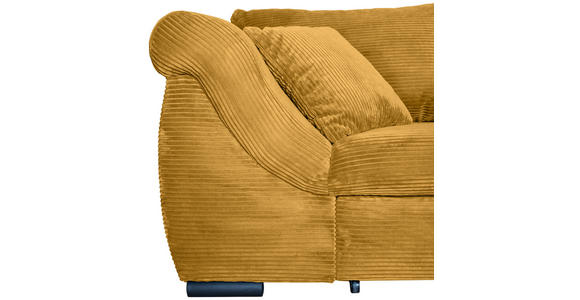 ECKSOFA in Cord Senfgelb  - Senfgelb/Schwarz, KONVENTIONELL, Textil/Metall (258/168cm) - Carryhome