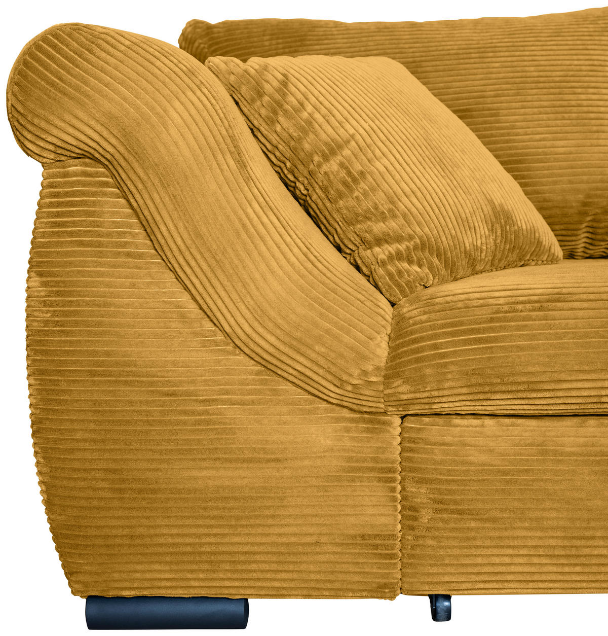 ECKSOFA in Cord Senfgelb  - Senfgelb/Schwarz, KONVENTIONELL, Textil/Metall (258/168cm) - Carryhome