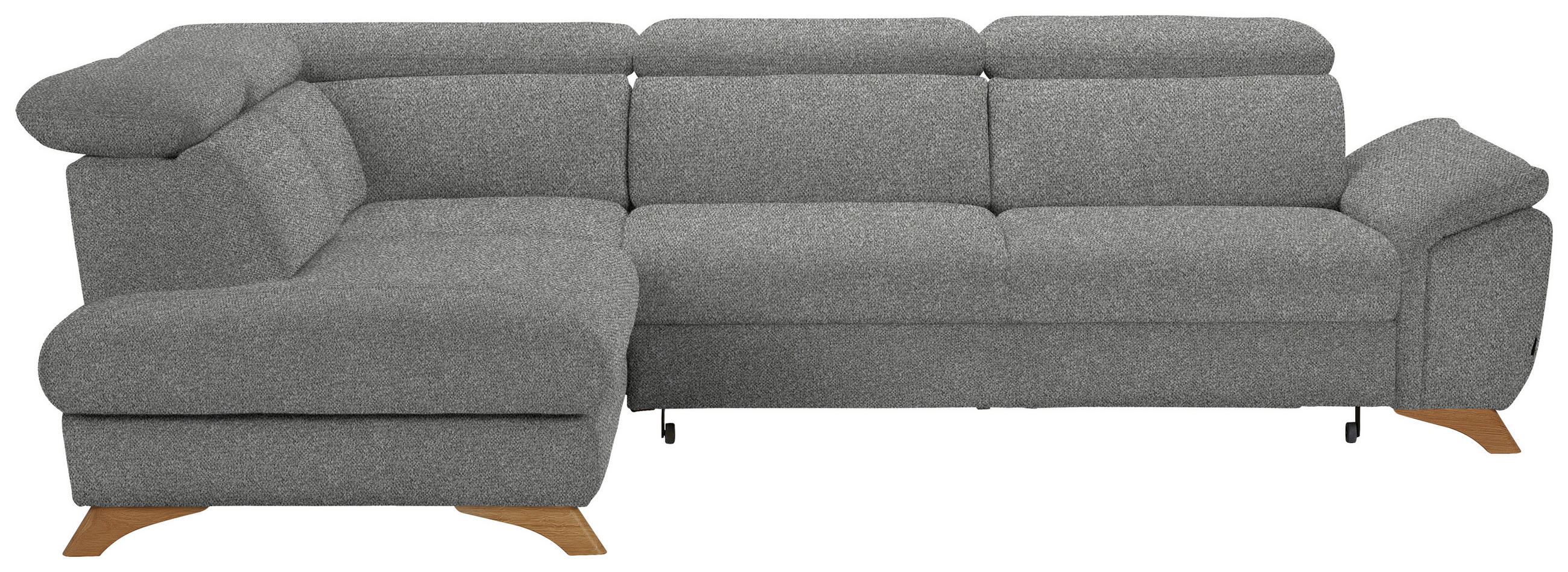 ECKSOFA in Bouclé Hellgrau  - Eichefarben/Hellgrau, Modern, Holz/Textil (212/287cm) - Valnatura