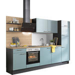 KÜCHENBLOCK 290 cm   in Graphitfarben, Eichefarben, Hellgrün  - Edelstahlfarben/Eichefarben, Design, Holzwerkstoff/Metall (290cm) - Xora