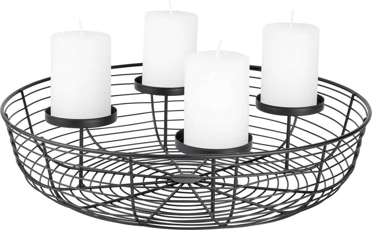KERZENHALTER - Schwarz, LIFESTYLE, Metall (36/8cm)