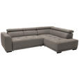 ECKSOFA  in Feincord Graubraun  284/205 cm  - Graubraun/Schwarz, Design, Kunststoff/Textil (284/205cm) - Xora