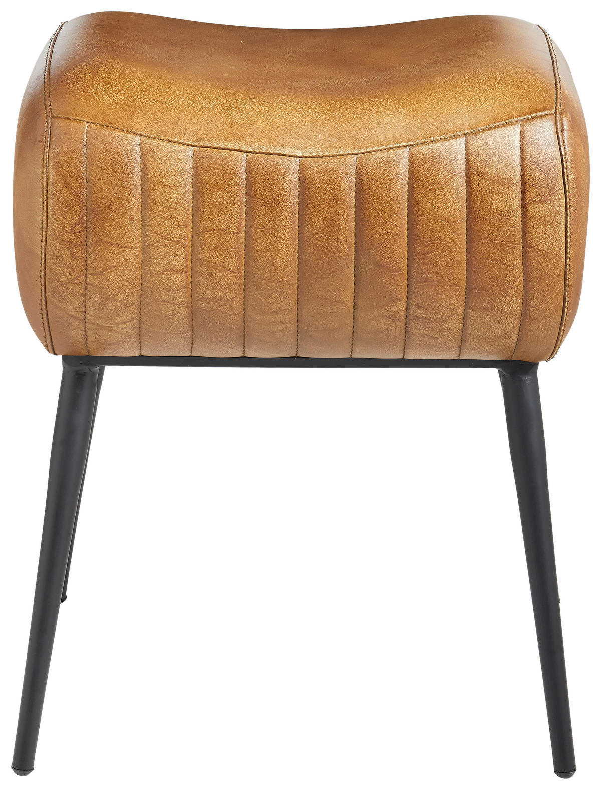HOCKER Echtleder Braun, Schwarz  - Schwarz/Braun, Trend, Leder/Metall (40/50/30cm) - Landscape