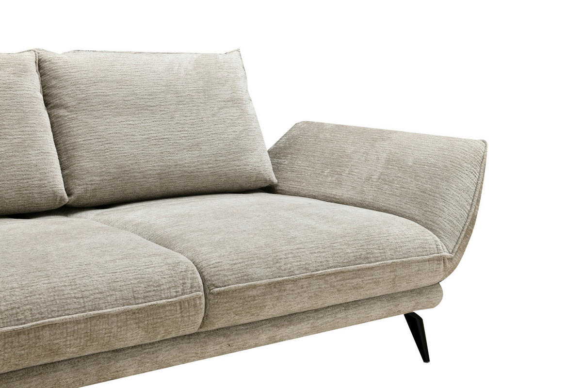 ECKSOFA Beige Mikrofaser  - Beige/Schwarz, Design, Textil/Metall (170/325cm) - Novel
