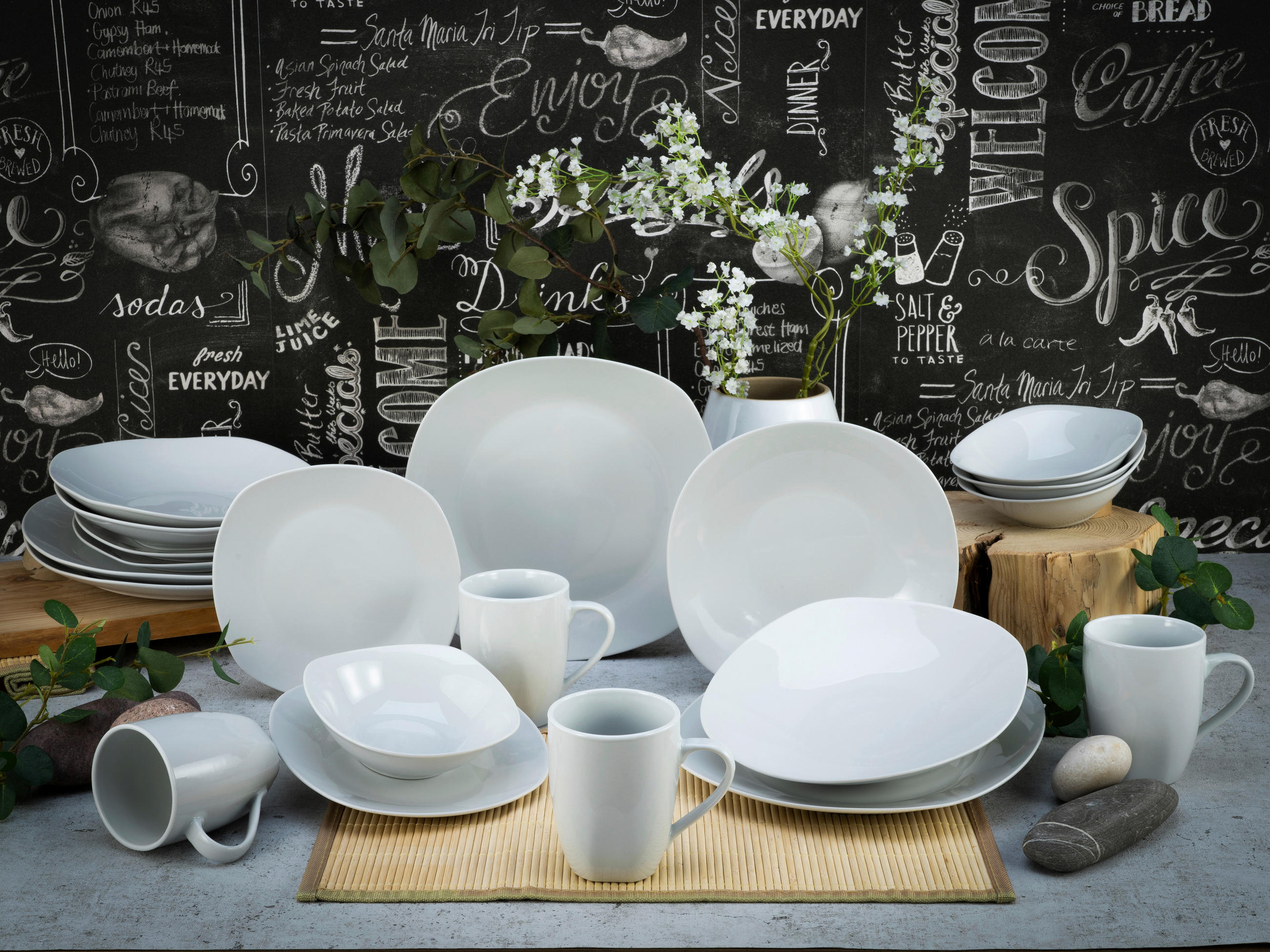 KOMBISERVICE Weiß 20-teilig SQUARE WEISS  - Weiß, Basics, Keramik - Creatable