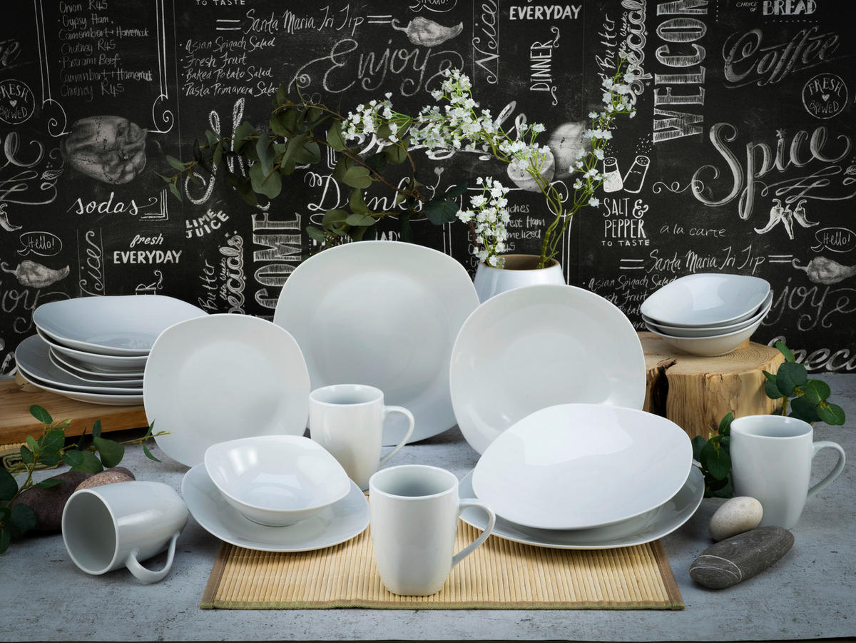 KOMBINOVANÝ SERVIS, 20-dielne, porcelán - biela, Basics, keramika - Creatable