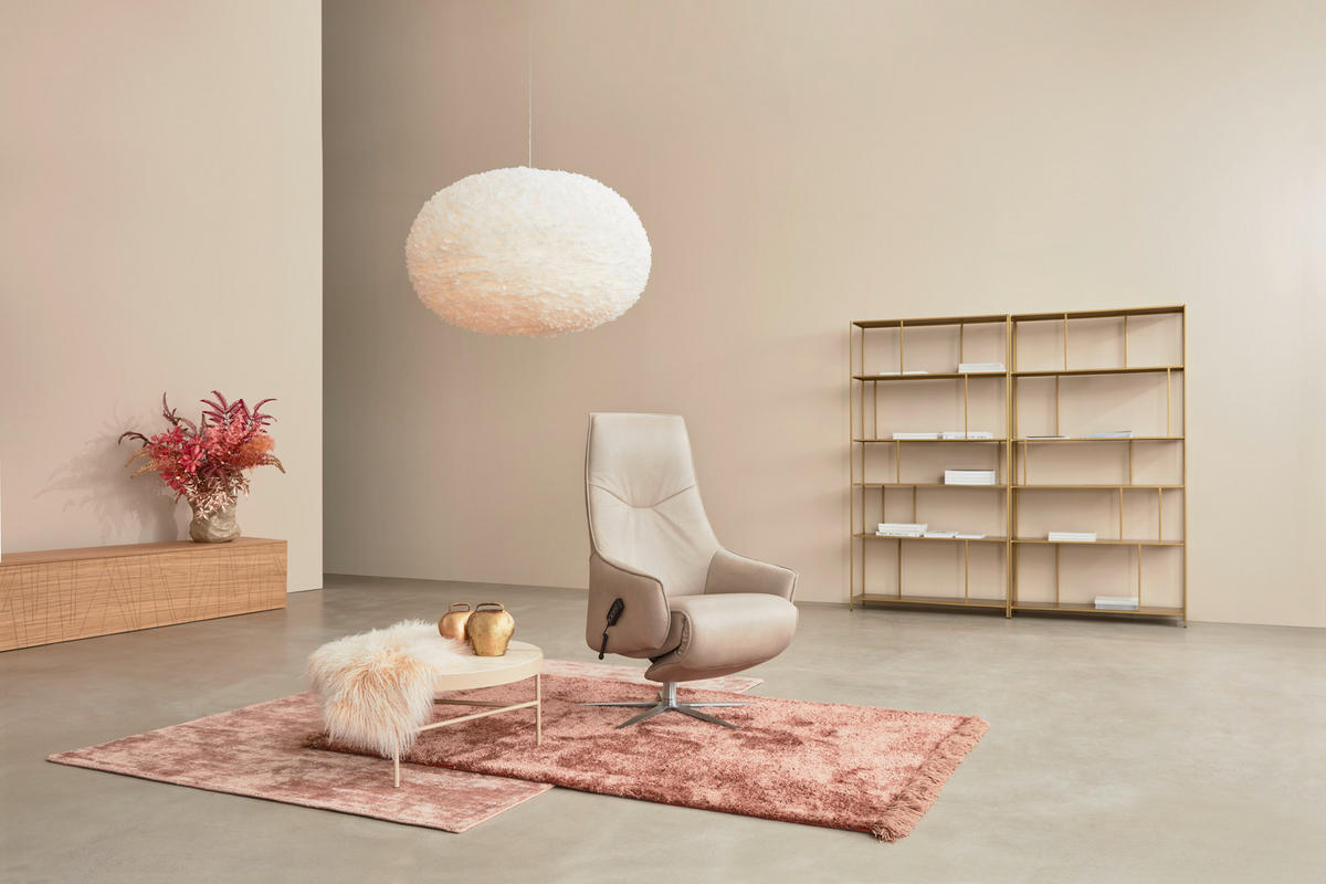 ECKSOFA in Echtleder Creme  - Edelstahlfarben/Creme, Konventionell, Leder/Metall (292/243cm) - Himolla Komfortklass