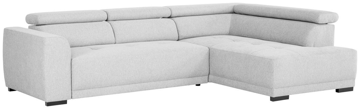ECKSOFA in Struktur Silberfarben  - Silberfarben/Schwarz, Design, Kunststoff/Textil (284/205cm) - MID.YOU
