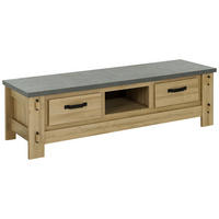 TV-ELEMENT BROCELIANDE Holzwerkstoff Grau, Eichefarben  - Eichefarben/Schwarz, MODERN, Holzwerkstoff/Metall (172/49/50cm) - MID.YOU