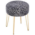 HOCKER in Metall, Textil Schwarz, Weiß, Goldfarben  - Goldfarben/Schwarz, KONVENTIONELL, Textil/Metall (43/45/43cm) - Xora