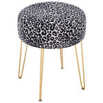 HOCKER in Metall, Textil Schwarz, Weiß, Goldfarben  - Goldfarben/Schwarz, KONVENTIONELL, Textil/Metall (43/45/43cm) - Xora