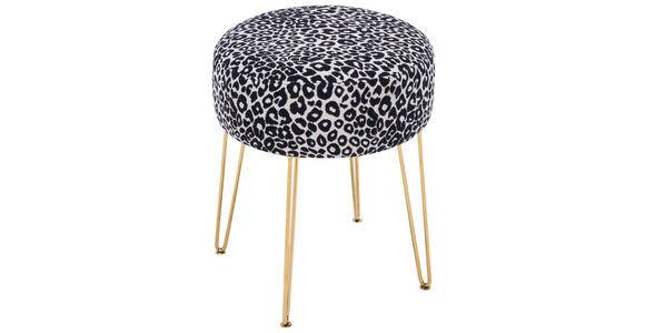 HOCKER in Metall, Textil Schwarz, Weiß, Goldfarben  - Goldfarben/Schwarz, KONVENTIONELL, Textil/Metall (43/45/43cm) - Xora
