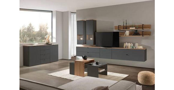 TV-ELEMENT Graphitfarben, Eiche Artisan  60/62/44 cm  - Schwarz/Graphitfarben, MODERN, Holzwerkstoff/Metall (60/62/44cm) - Hom`in