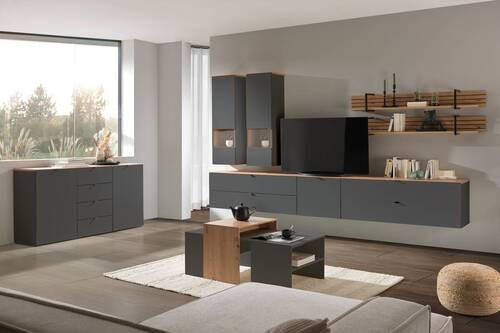 TV-ELEM 60/62/44 cm  - grafitszürke/fekete, Modern, faalapú anyag/fém (60/62/44cm) - Hom`in