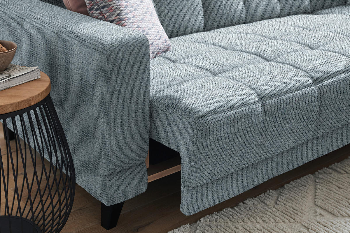 ECKSOFA  in Webstoff Hellblau  302/216 cm  - Schwarz/Hellblau, Design, Holz/Textil (302/216cm) - Xora