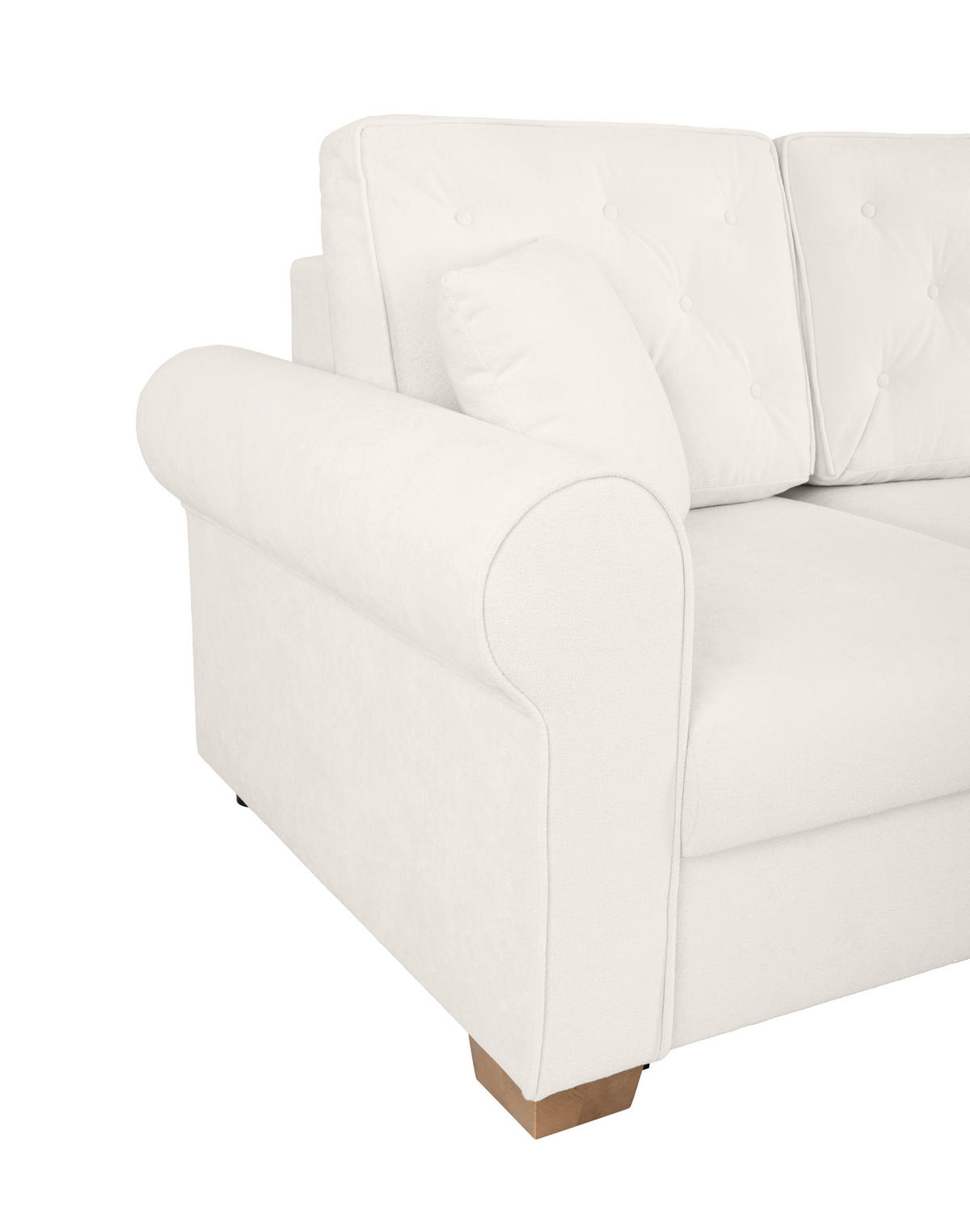 SCHLAFSOFA in Bouclé Creme  - Buchefarben/Creme, Design, Holz/Textil (240/94/98cm) - MID.YOU