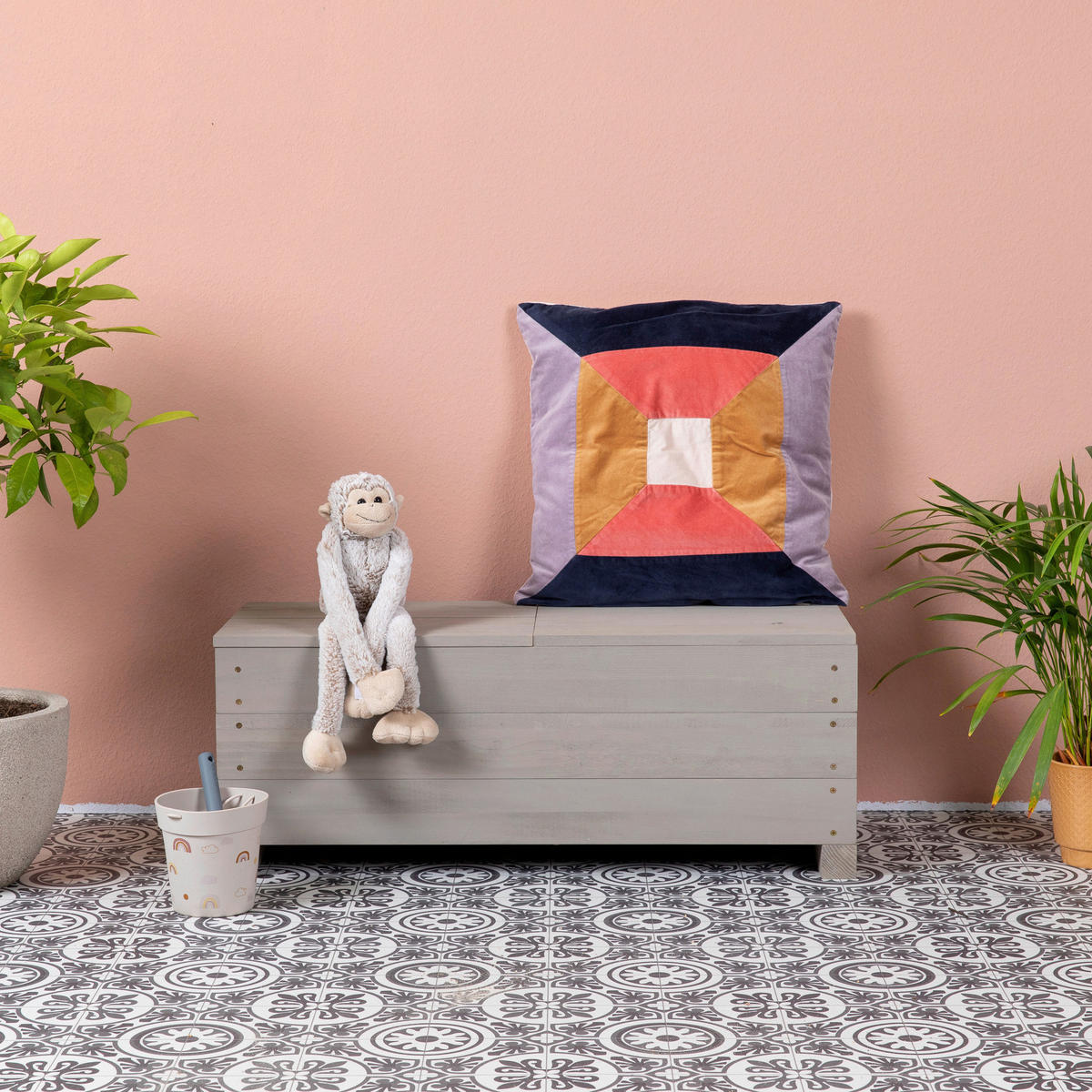 KINDERSITZBANK - Hellgrau, Basics, Holz (83/35/32cm) - MUDDY BUDDY