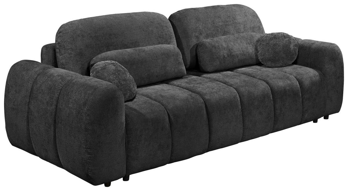 SCHLAFSOFA in Webstoff Schwarz  - Schwarz, Design, Kunststoff/Textil (256/76/112cm) - MID.YOU