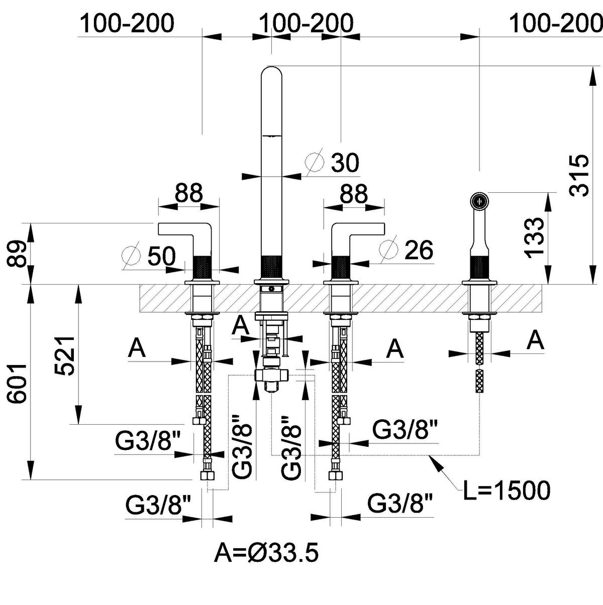 KÜCHENARMATUR - Schwarz, Basics, Metall (20/32cm) - HKT