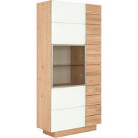 VITRINE  in massiv, mehrschichtige Massivholzplatte (Tischlerplatte) Wildeiche Eichefarben, Weiß  - Eichefarben/Weiß, Design, Glas/Holz (96/202/42,5cm) - Voglauer