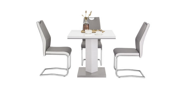 ESSTISCH in Holzwerkstoff, Metall 80/80/76 cm - Edelstahlfarben/Weiß, Design, Holzwerkstoff/Metall (80/80/76cm) - Carryhome