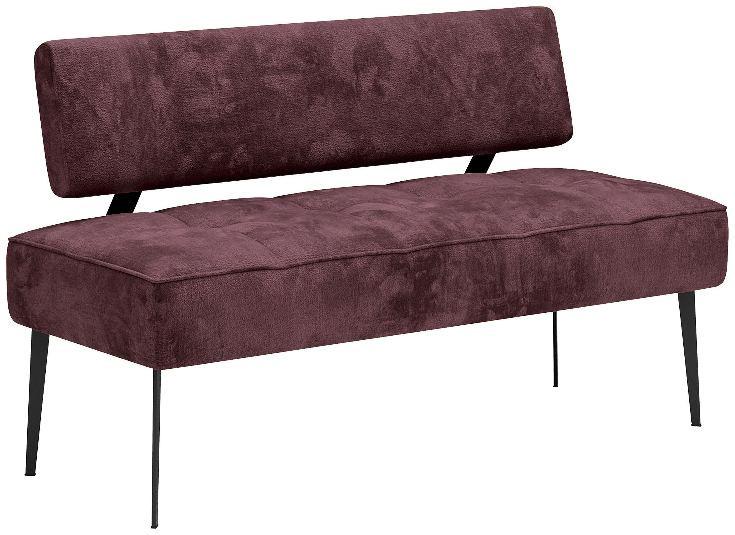 SITZBANK 162/90/65 cm Webstoff Bordeaux Metall  - Bordeaux/Schwarz, MODERN, Textil/Metall (162/90/65cm) - Welnova