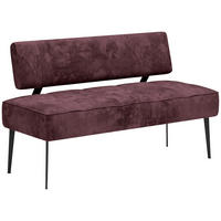 SITZBANK 162/90/65 cm Webstoff Bordeaux Metall  - Bordeaux/Schwarz, MODERN, Textil/Metall (162/90/65cm) - Welnova