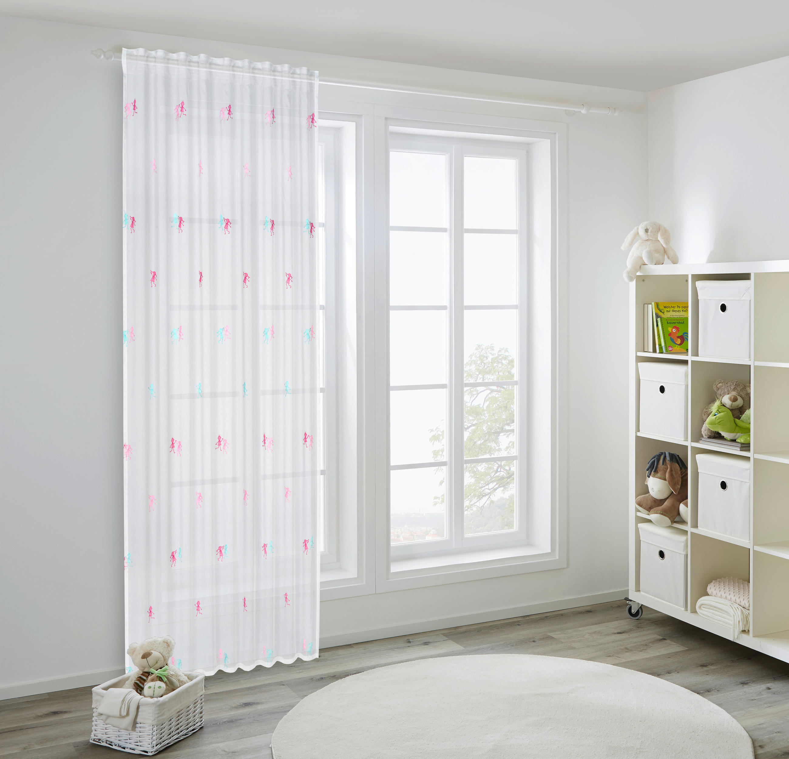 KINDERVORHANG transparent  145/245 cm  - Türkis/Pink, Basics, Textil (145/245cm) - Ben'n'jen