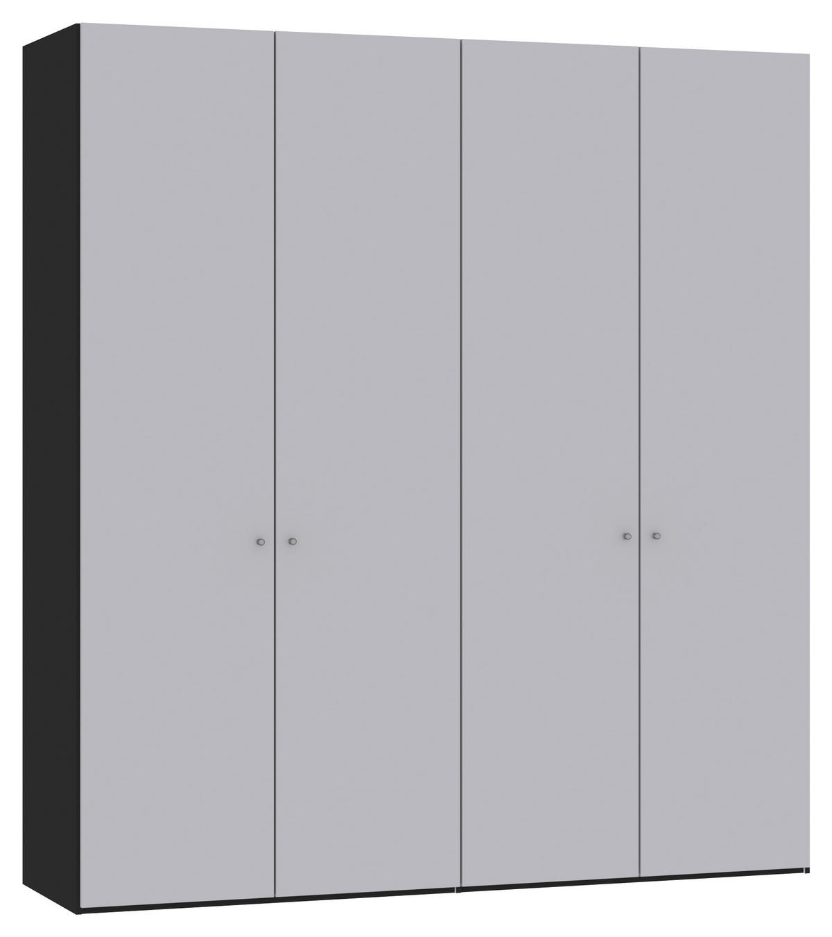 DREHTÜRENSCHRANK  in Schwarz, Hellgrau  - Silberfarben/Hellgrau, Design, Glas/Holzwerkstoff (203/220/40cm) - Jutzler