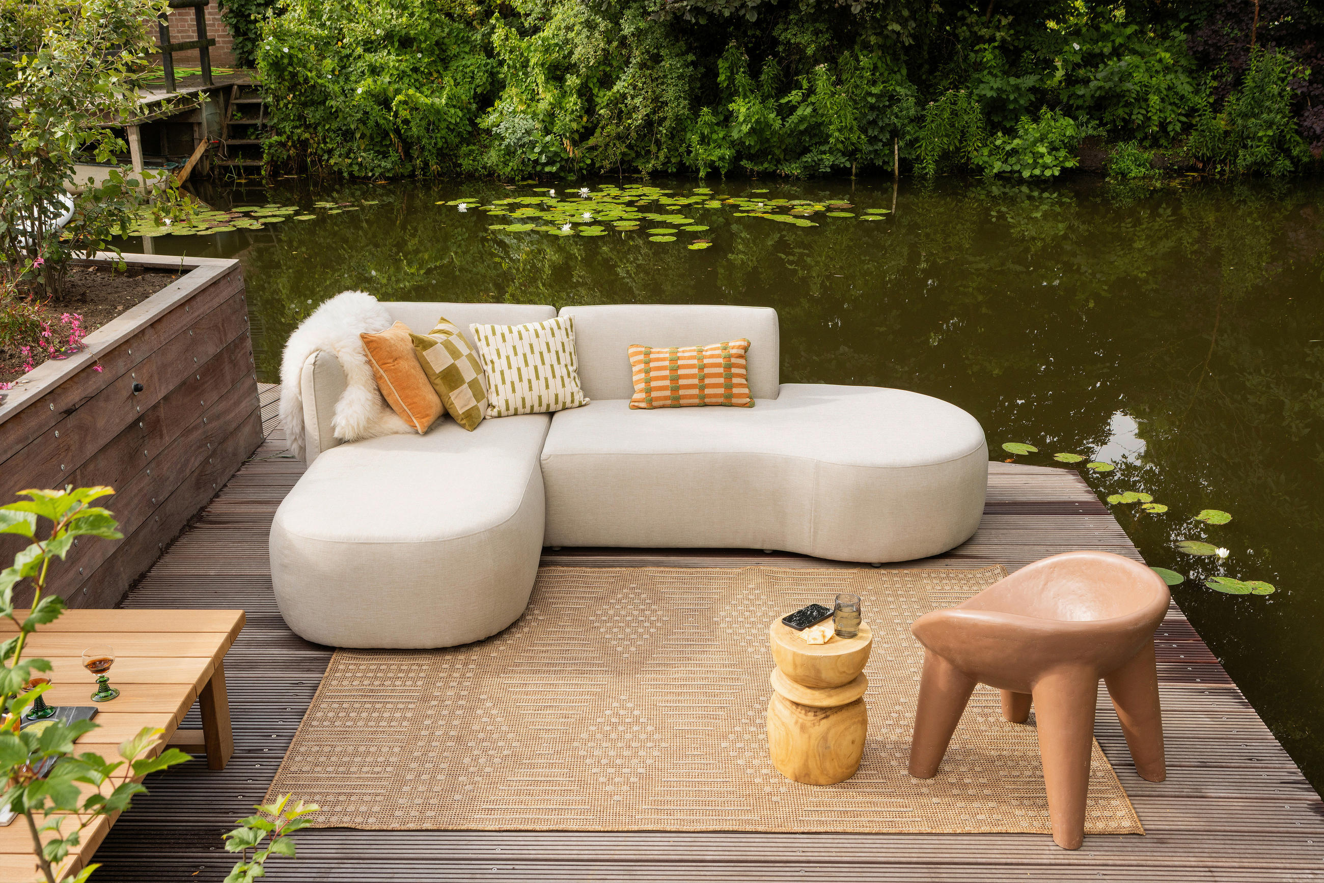 LOUNGEGARNITUR 168/258 cm Aluminium  - Naturfarben, MODERN, Textil/Metall (168/258cm) - Livetastic