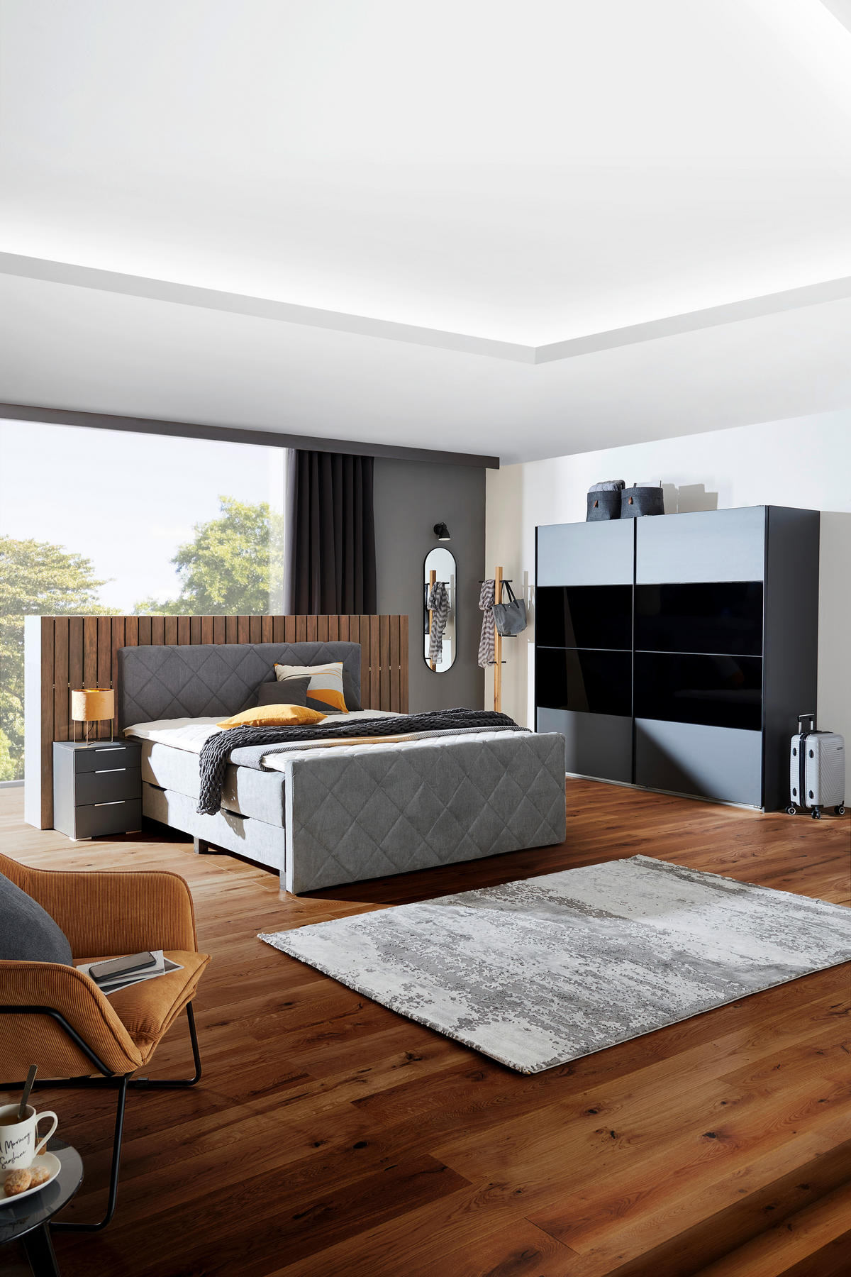 BOXSPRINGBETT 160/200 cm  in Grau  - Schwarz/Grau, KONVENTIONELL, Kunststoff/Textil (160/200cm) - home24