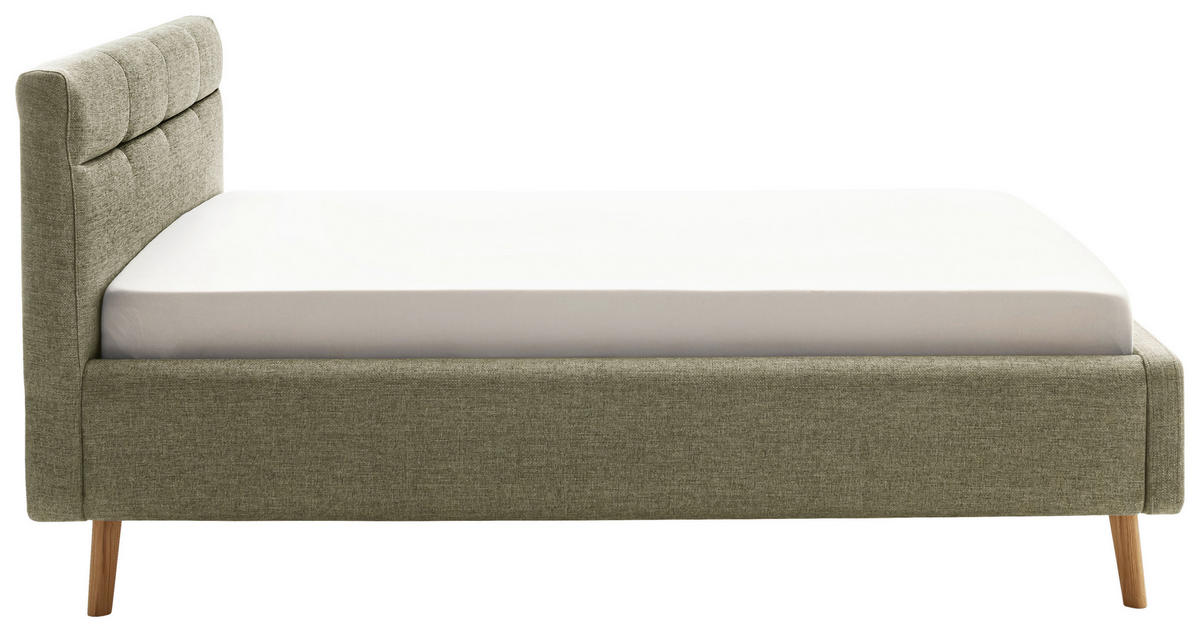 POLSTERBETT 140/200 cm  in Grün  - Eichefarben/Birkefarben, Konventionell, Holz/Textil (140/200cm) - Boxxx