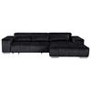 ECKSOFA Schwarz Velours  - Silberfarben/Schwarz, KONVENTIONELL, Textil/Metall (307/186cm) - Livetastic