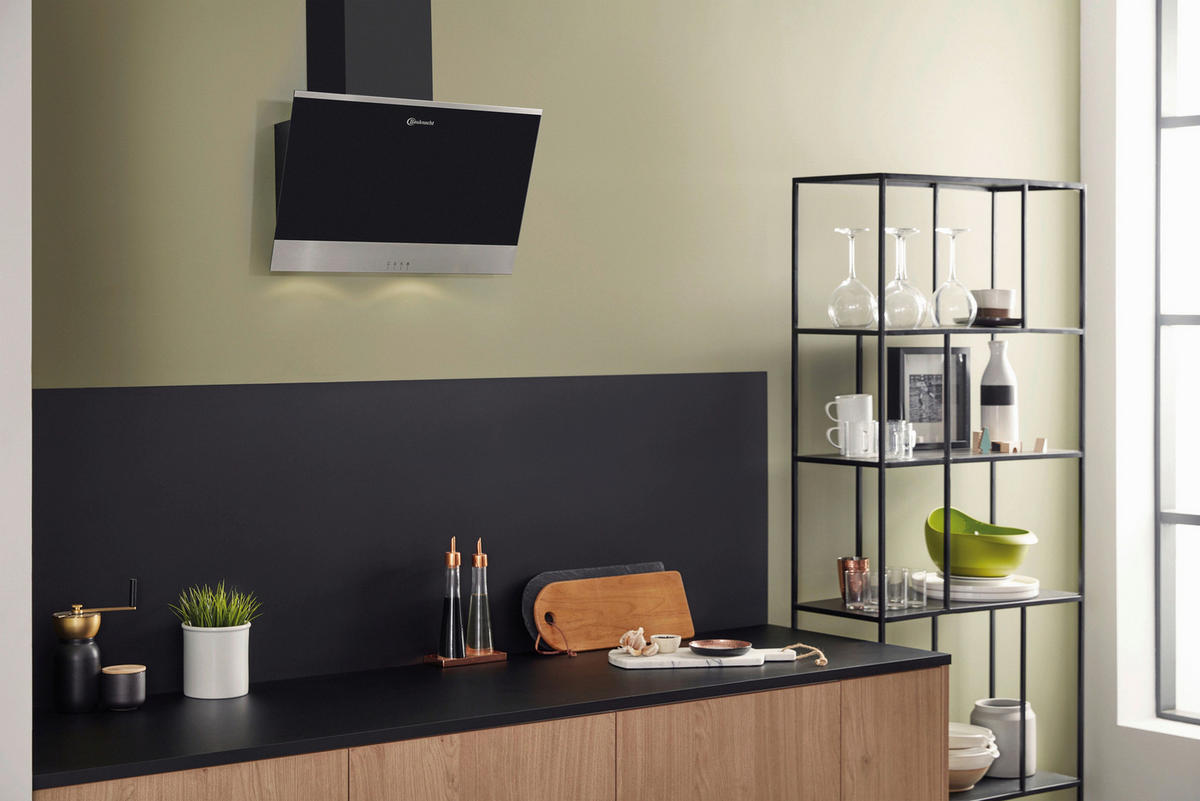 DUNSTABZUGSHAUBE DBHVP 63 LM K  - Edelstahlfarben/Schwarz, Basics, Glas/Metall (60/69-104/36,2cm) - Bauknecht