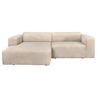 ECKSOFA BASMA in Cord Creme  175/298 cm  - Creme/Schwarz, Design, Kunststoff/Textil (175/298cm) - P & B