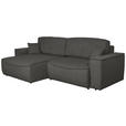 ECKSOFA Graphitfarben Cord  inkl. Zierkissen, Rückenkissen, Bettkasten, Schlaffunktion, Rücken echt, Liegefläche im Originalstoff  - Schwarz/Graphitfarben, KONVENTIONELL, Kunststoff/Textil (148/265cm) - Carryhome