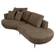 ECKSOFA Braun Chenille  - Schwarz/Braun, KONVENTIONELL, Textil/Metall (140/275cm) - Carryhome