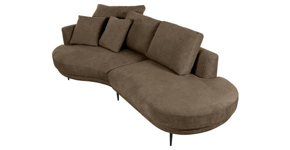 ECKSOFA Braun Chenille  - Schwarz/Braun, KONVENTIONELL, Textil/Metall (140/275cm) - Carryhome