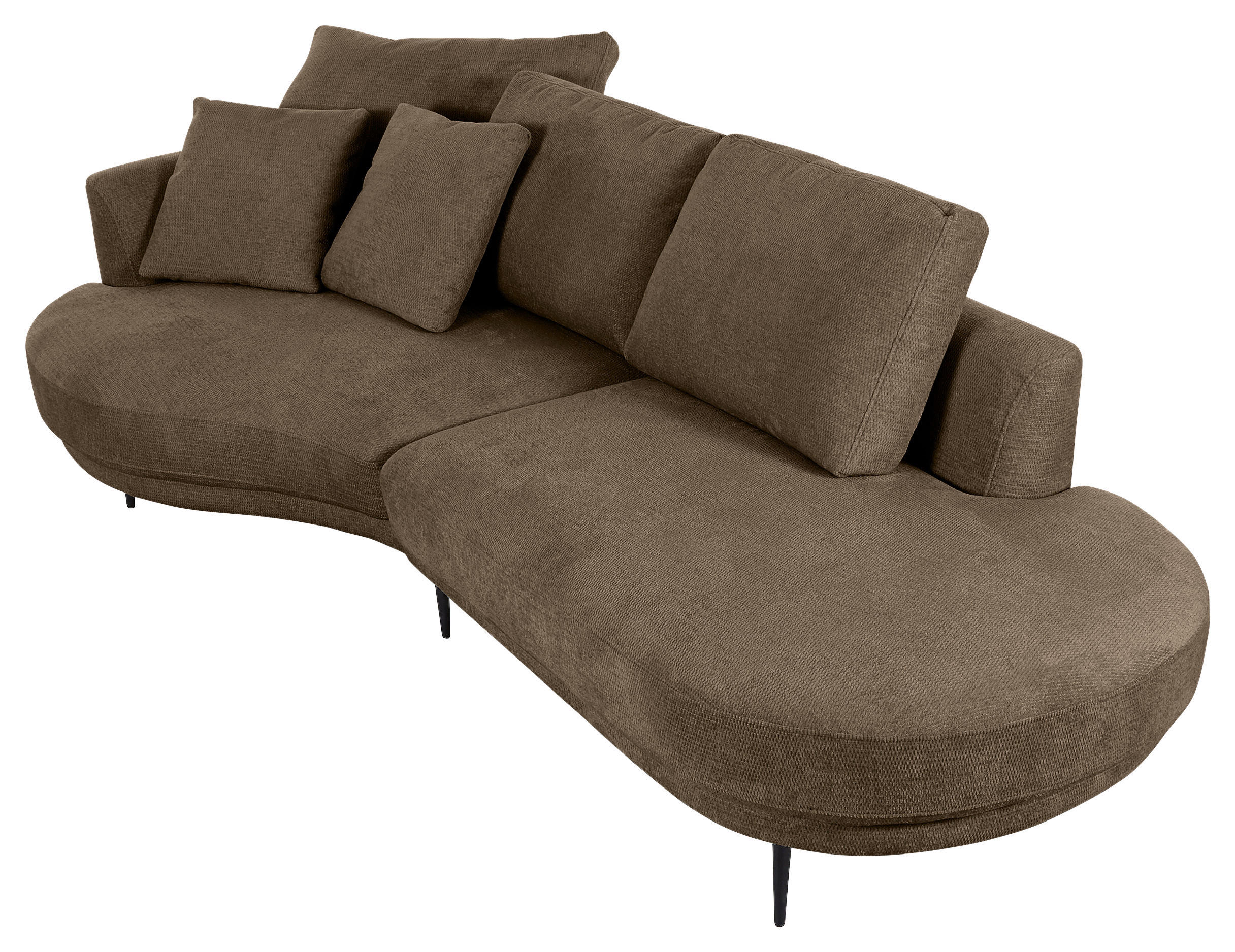 ECKSOFA in Chenille Braun  - Schwarz/Braun, Konventionell, Textil/Metall (140/275cm) - Carryhome