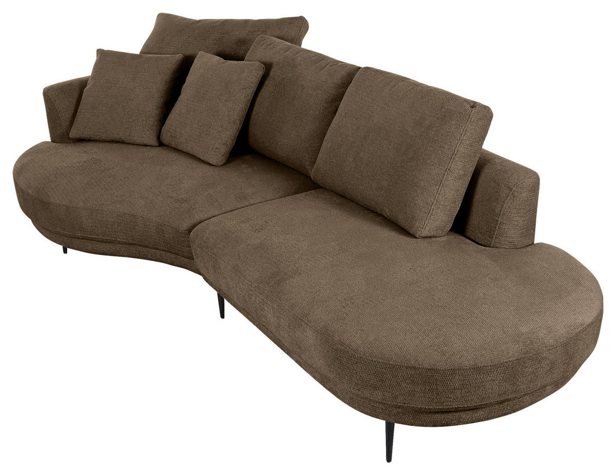 ECKSOFA in Chenille Braun  - Schwarz/Braun, Konventionell, Textil/Metall (140/275cm) - Carryhome