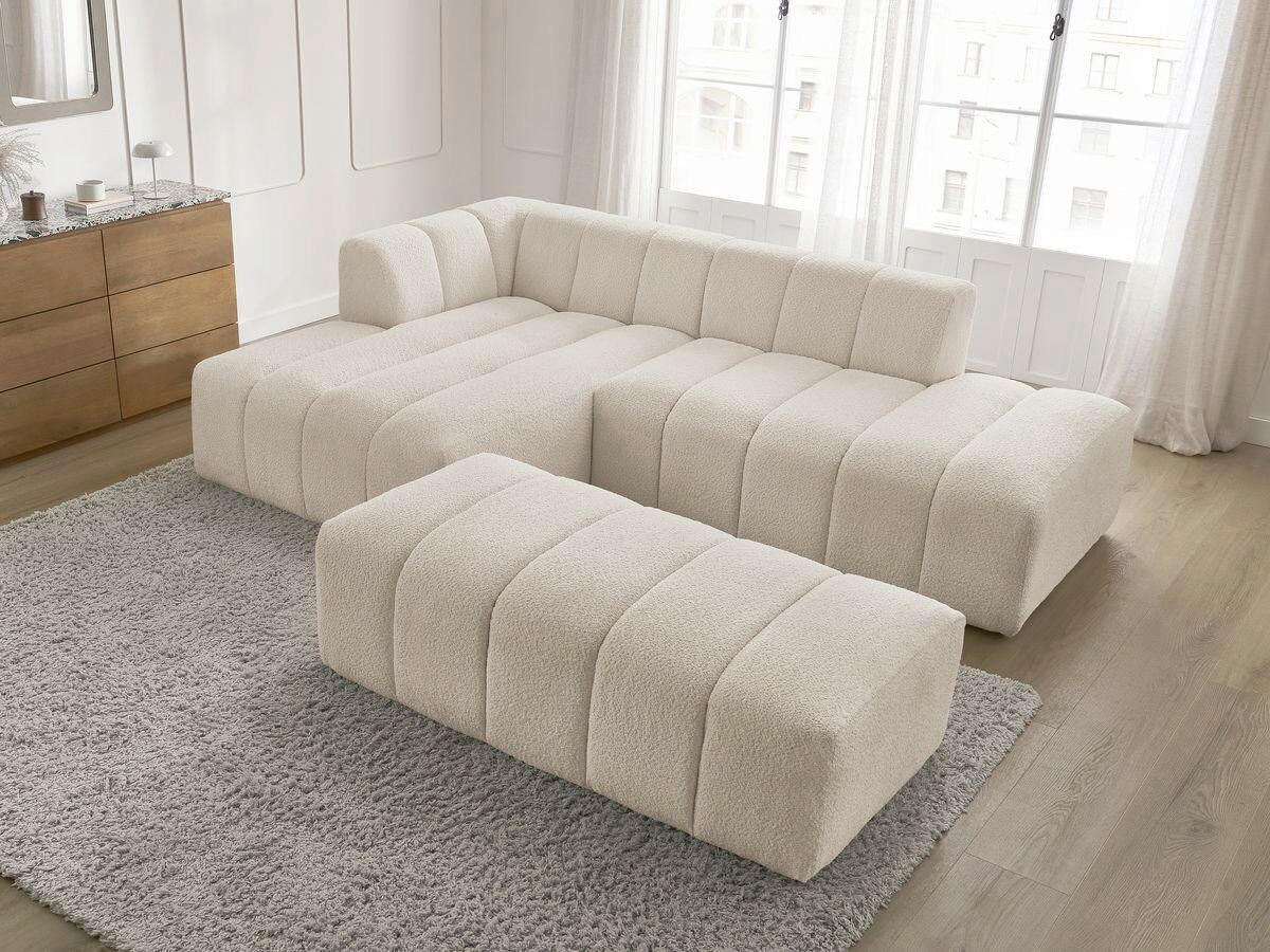 ECKSOFA  ANNECY Beige Bouclé  - Beige/Schwarz, MODERN, Kunststoff/Textil (170/262cm)