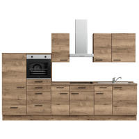 KÜCHENBLOCK 330 cm   in Eiche dunkel  - Eiche dunkel/Eichefarben, MODERN, Holzwerkstoff/Metall (330cm) - Nobilia