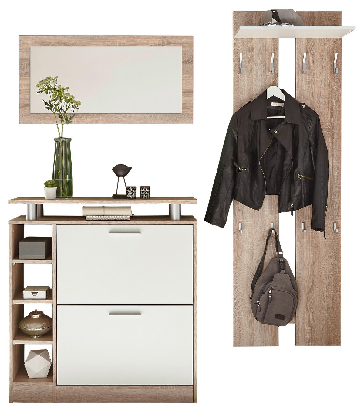 GARDEROBE  in 155/190/25 cm  - Weiß/Sonoma Eiche, Basics, Holzwerkstoff (155/190/25cm) - Livetastic