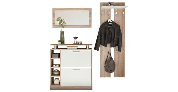 GARDEROBE 4-teilig  in 155/190/25 cm  - Weiß/Sonoma Eiche, Basics, Holzwerkstoff (155/190/25cm) - Carryhome