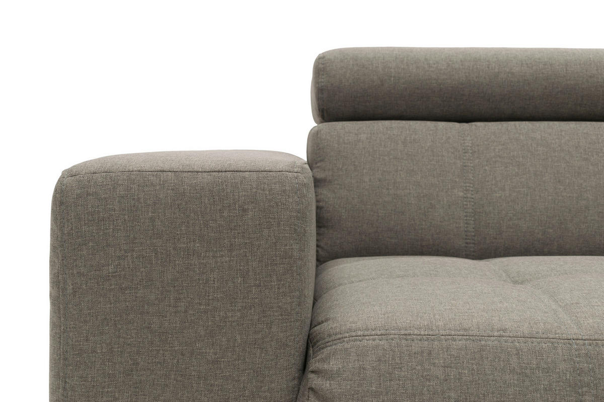 ECKSOFA in Webstoff Silberfarben  292/175 cm  - Silberfarben/Schwarz, Design, Textil/Metall (292/175cm) - MID.YOU