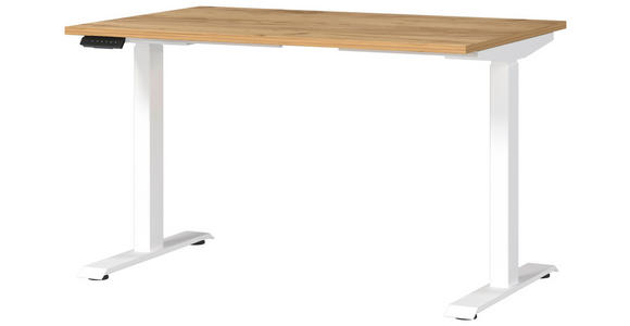 SCHREIBTISCH 120/80/72-118 cm in Weiß, Eichefarben - Eichefarben/Weiß, MODERN, Holzwerkstoff/Metall (120/80/72-118cm) - Novel