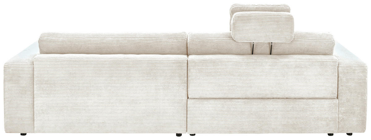 ECKSOFA inkl. Relaxfunktion Creme Cord  - Creme/Schwarz, Design, Kunststoff/Textil (296/168cm) - Pure Home Lifestyle